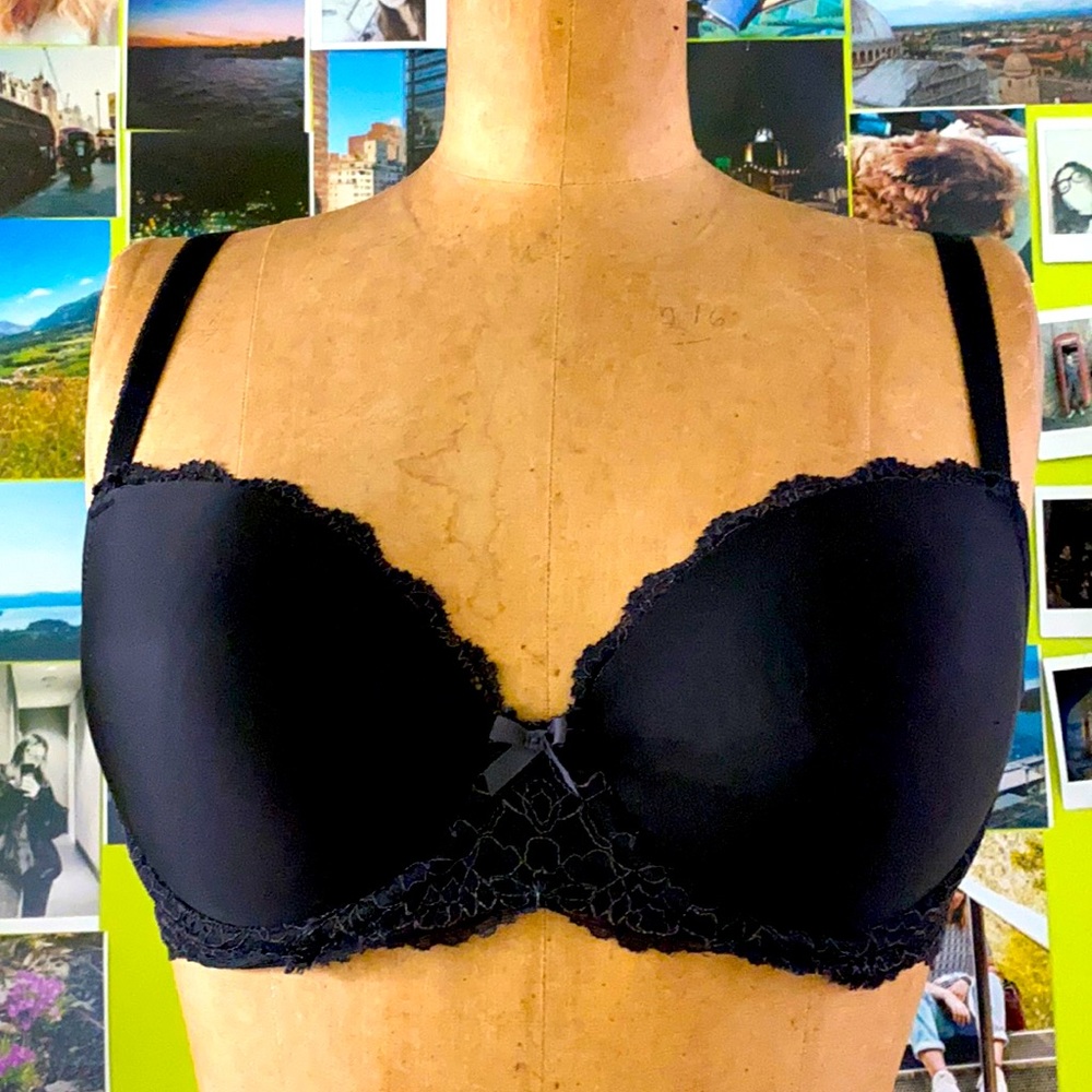 Victoria's Secret black satin and lace bra 32DD